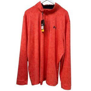Under Armour Mens Golf Shirt 2XL Orange Print 1/4Zip Performance Long Sleeve NWT